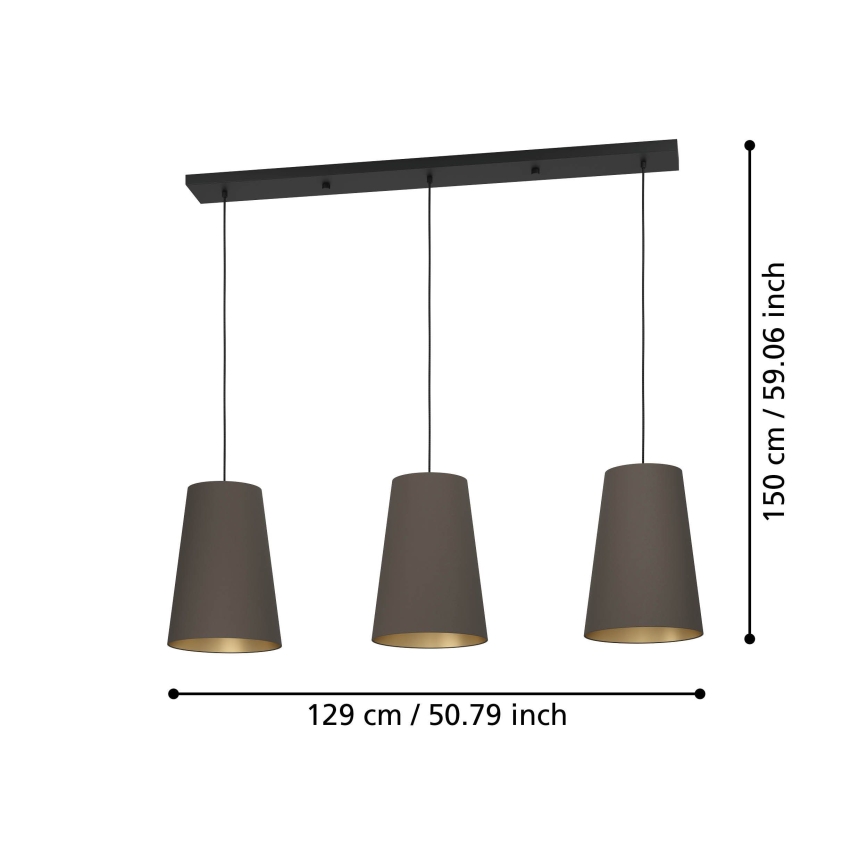 Eglo - Lustr na lanku 3xE27/40W/230V hnědá