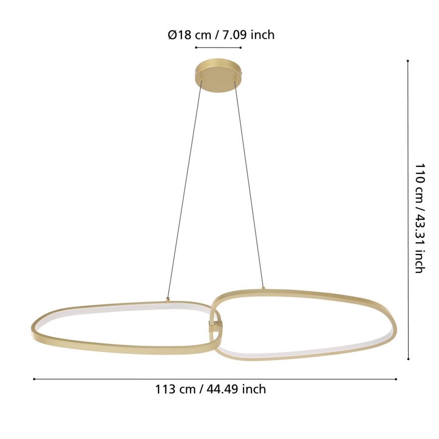 Eglo - LED Stmívatelný lustr na lanku LED/37,5W/230V 3000K zlatá