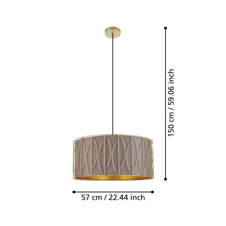 Eglo - Lustr na lanku 1xE27/40W/230V zlatá/hnědá