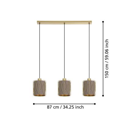 Eglo - Lustr na lanku 3xE27/40W/230V zlatá/hnědá