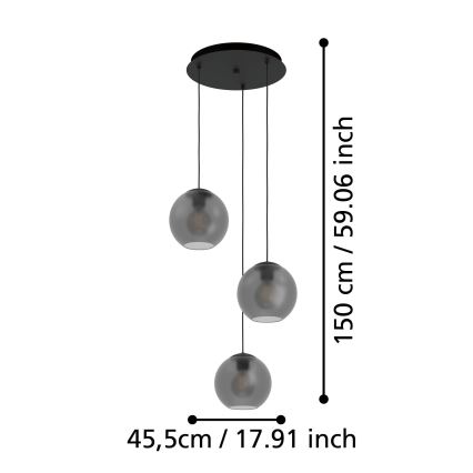 Eglo - Lustr na lanku 3xE27/40W/230V kouřová