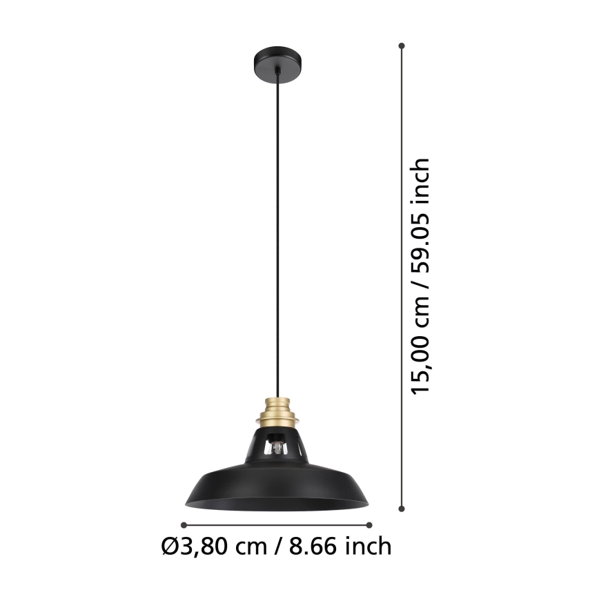 Eglo - Lustr na lanku 1xE27/40W/230V černá/zlatá