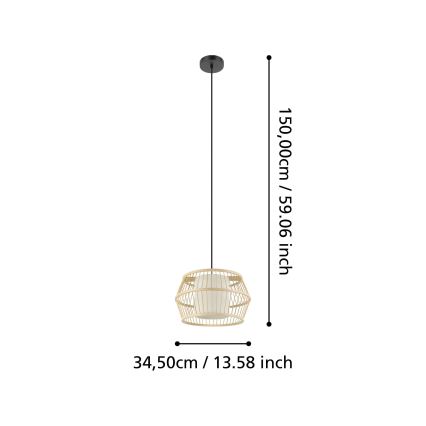 Eglo - Lustr na lanku 1xE27/40W/230V bambus
