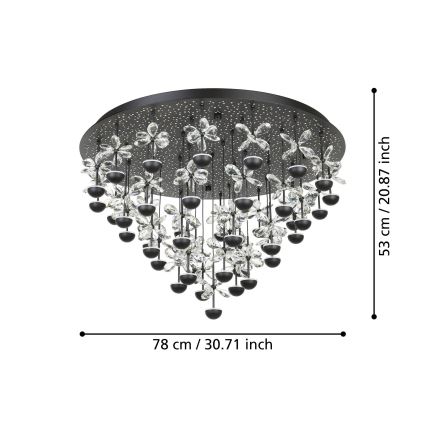 Eglo - LED Stmívatelné stropní svítidlo LED/77,4W/230V 3000K černá