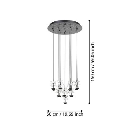Eglo - LED Stmívatelný lustr na lanku LED/27W/230V 3000K černá