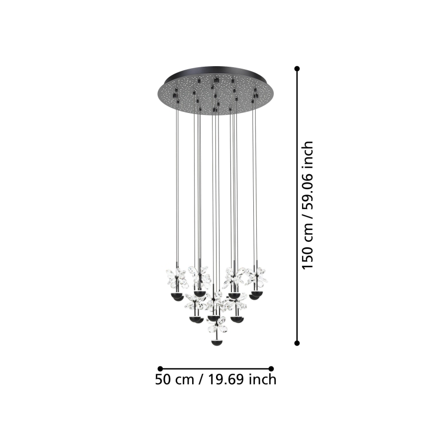 Eglo - LED Stmívatelný lustr na lanku LED/27W/230V 3000K černá