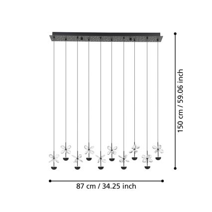 Eglo - LED Stmívatelný lustr na lanku LED/23W/230V 3000K černá