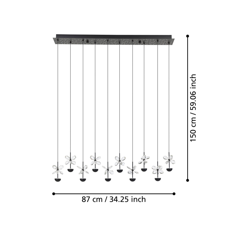 Eglo - LED Stmívatelný lustr na lanku LED/23W/230V 3000K černá