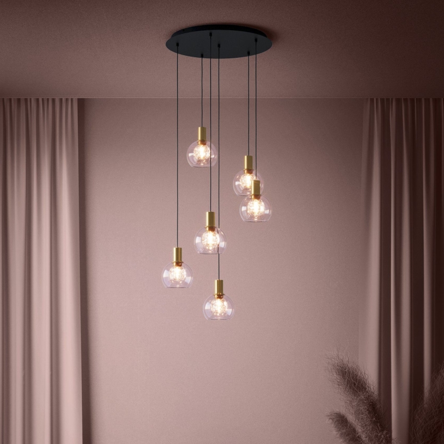 Eglo 390279 - LED Stmívatelný lustr na lanku 6xLED/5,4W/230V 3000K pr. 54 cm zlatá