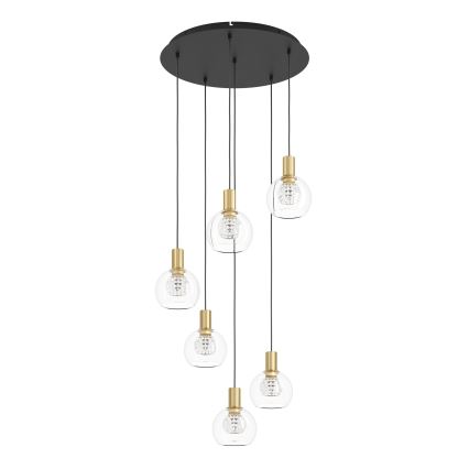Eglo 390279 - LED Stmívatelný lustr na lanku 6xLED/5,4W/230V 3000K pr. 54 cm zlatá