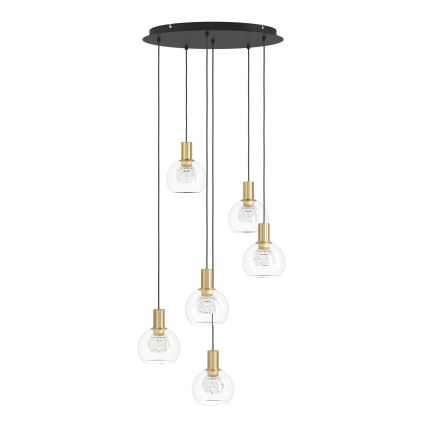 Eglo 390279 - LED Stmívatelný lustr na lanku 6xLED/5,4W/230V 3000K pr. 54 cm zlatá