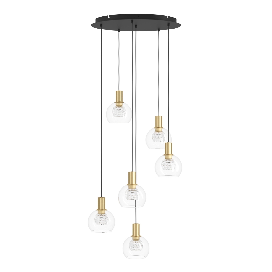 Eglo 390279 - LED Stmívatelný lustr na lanku 6xLED/5,4W/230V 3000K pr. 54 cm zlatá