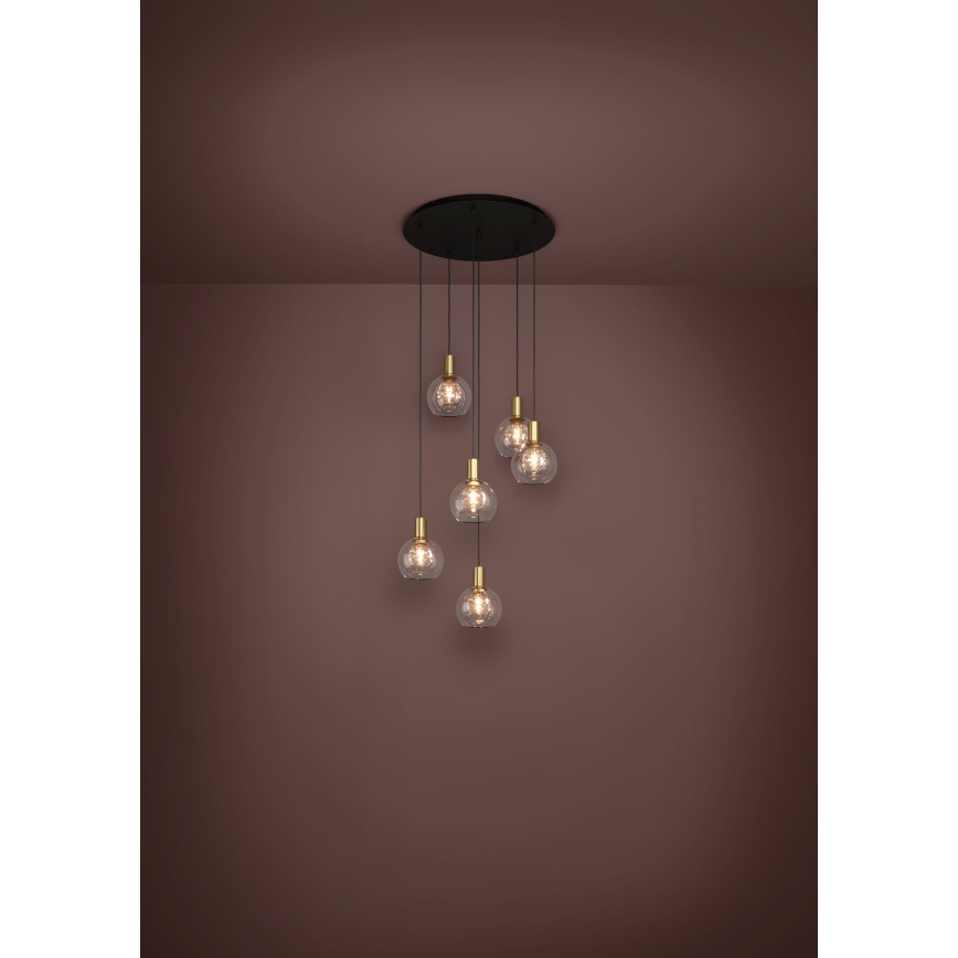 Eglo 390279 - LED Stmívatelný lustr na lanku 6xLED/5,4W/230V 3000K pr. 54 cm zlatá