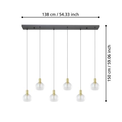 Eglo - LED Stmívatelný lustr na lanku 6xLED/5,4W/230V 3000K zlatá