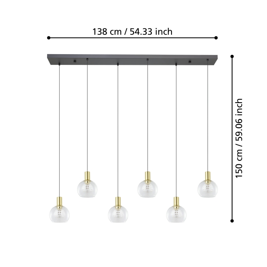 Eglo - LED Stmívatelný lustr na lanku 6xLED/5,4W/230V 3000K zlatá