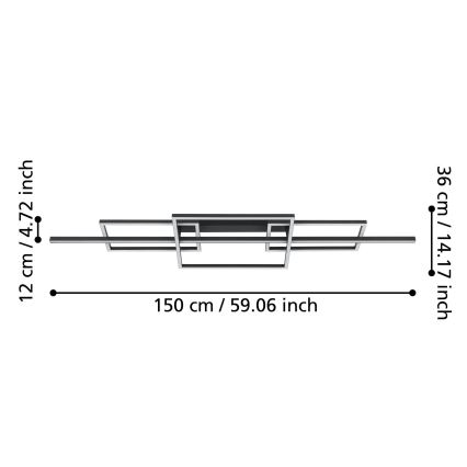 Eglo - LED Stmívatelný přisazený lustr LED/34,5W/230V 3000K černá