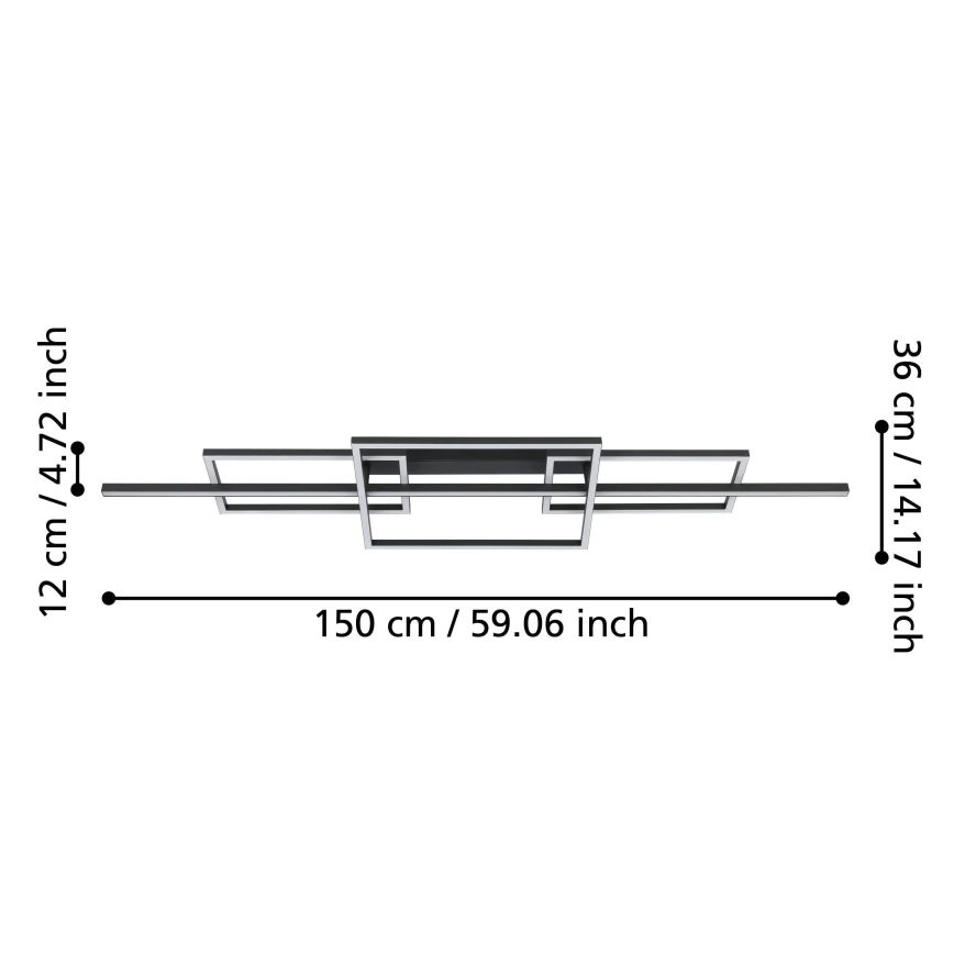 Eglo - LED Stmívatelný přisazený lustr LED/34,5W/230V 3000K černá
