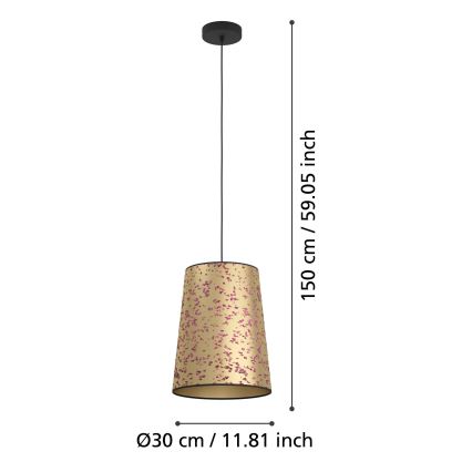 Eglo - Lustr na lanku 1xE27/25W/230V zlatá/růžová