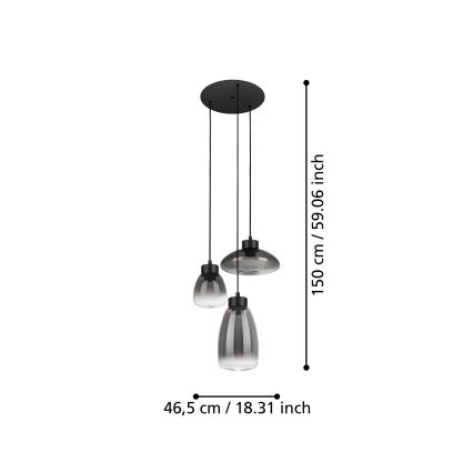 Eglo - LED Stmívatelný lustr na lanku 3xLED/5,4W/230V 2700K kouřová