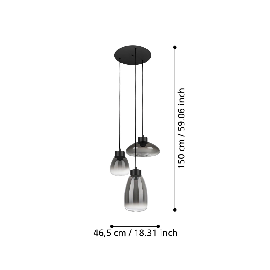 Eglo - LED Stmívatelný lustr na lanku 3xLED/5,4W/230V 2700K kouřová