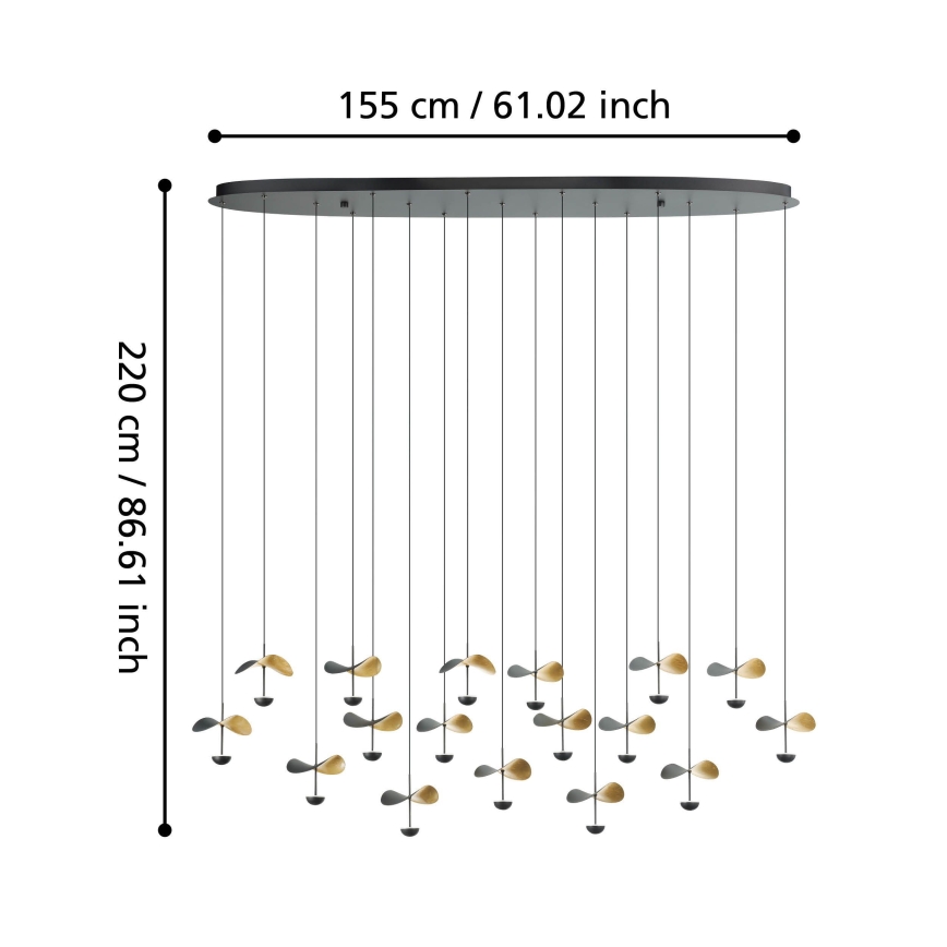 Eglo - LED Stmívatelný lustr na lanku 17xLED/2,3W/230V 3000K