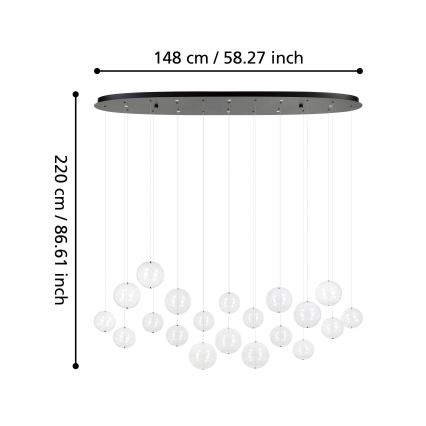 Eglo - LED Stmívatelný lustr na lanku 8xLED/4,2W/230V 3000K čirá