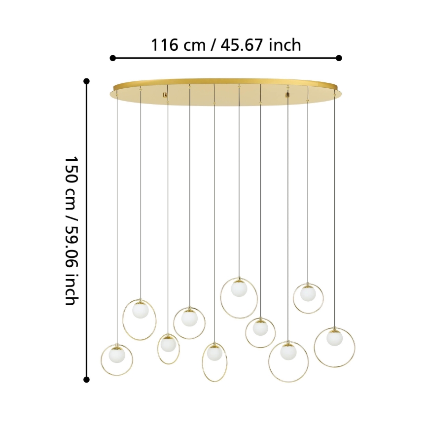 Eglo - LED Stmívatelný lustr na lanku 10xLED/3W/230V 3000K zlatá