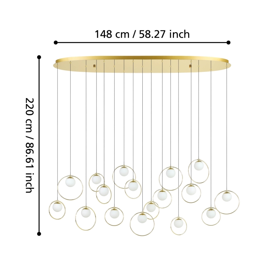 Eglo - LED Stmívatelný lustr na lanku 17xLED/3W/230V 3000K zlatá