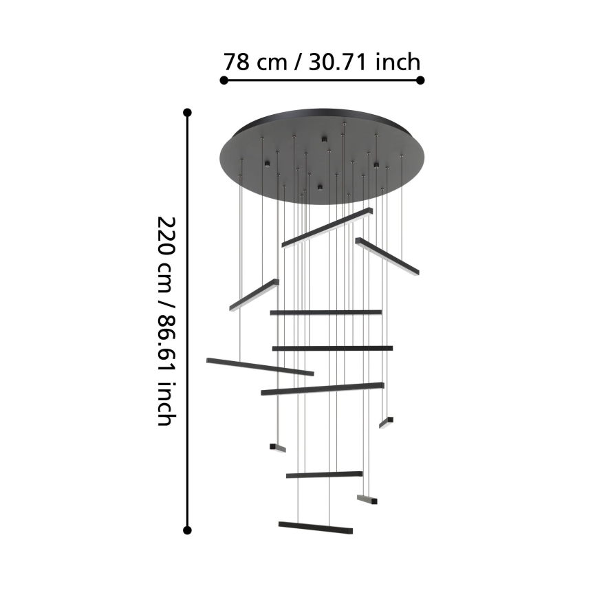 Eglo - LED Stmívatelný lustr na lanku 12xLED/8,4W/230V 3000K černá