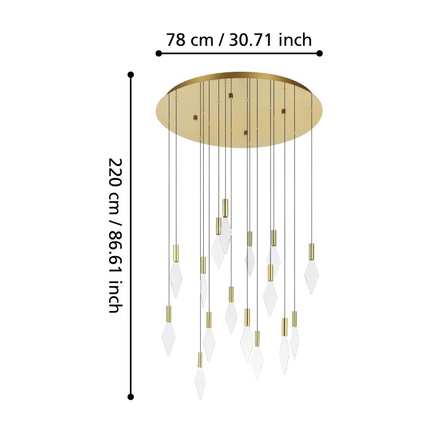 Eglo - LED Stmívatelný lustr na lanku 16xLED/3,3W/230V 3000K pr. 78 cm zlatá