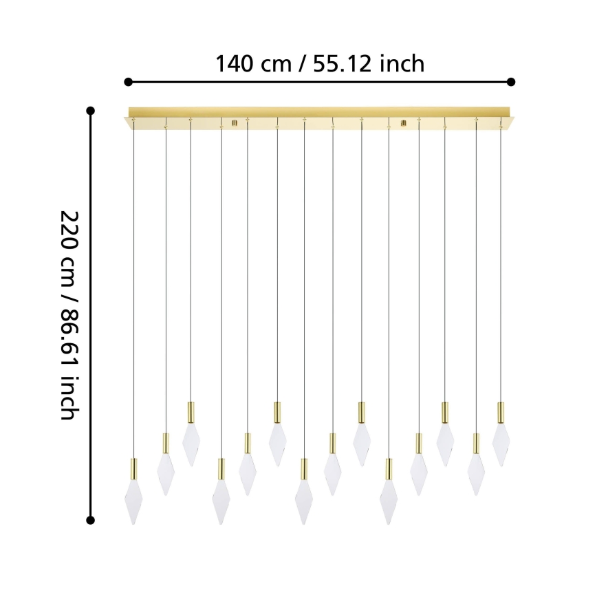 Eglo - LED Stmívatelný lustr na lanku 14xLED/3,3W/230V 3000K zlatá