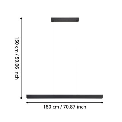 Eglo - LED Stmívatelný lustr na lanku LED/20W/230V 3000K černá