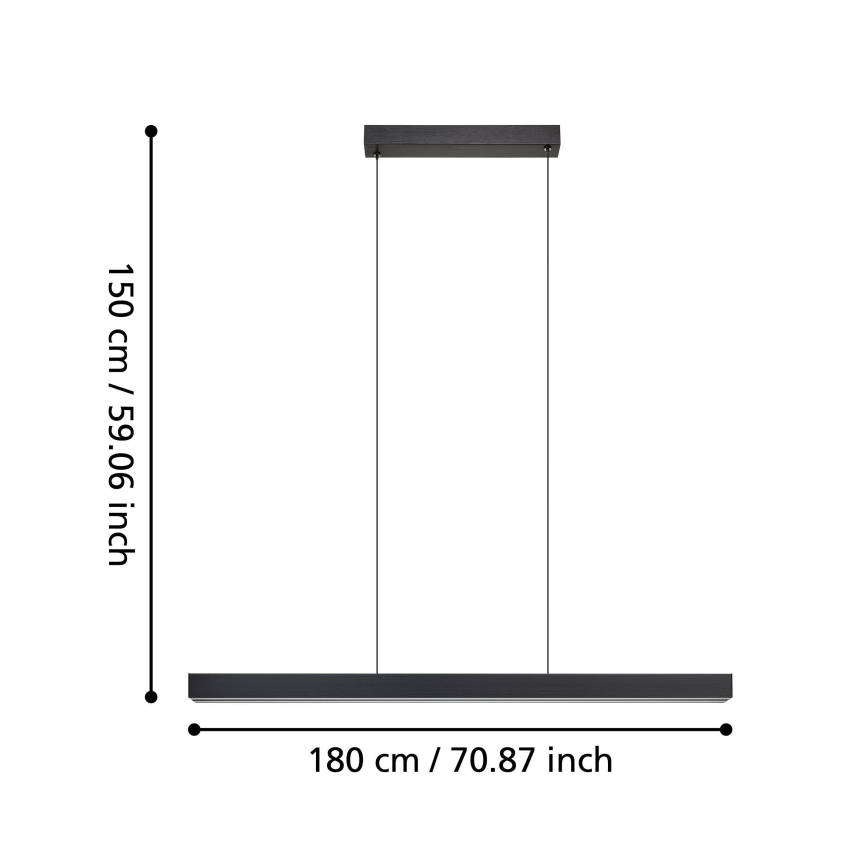 Eglo - LED Stmívatelný lustr na lanku LED/20W/230V 3000K černá