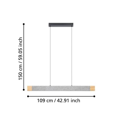 Eglo - LED Stmívatelný lustr na lanku LED/22,2W/230V 3000K hnědá/šedá