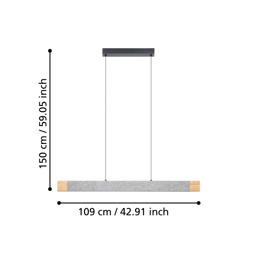 Eglo - LED Stmívatelný lustr na lanku LED/22,2W/230V 3000K hnědá/šedá