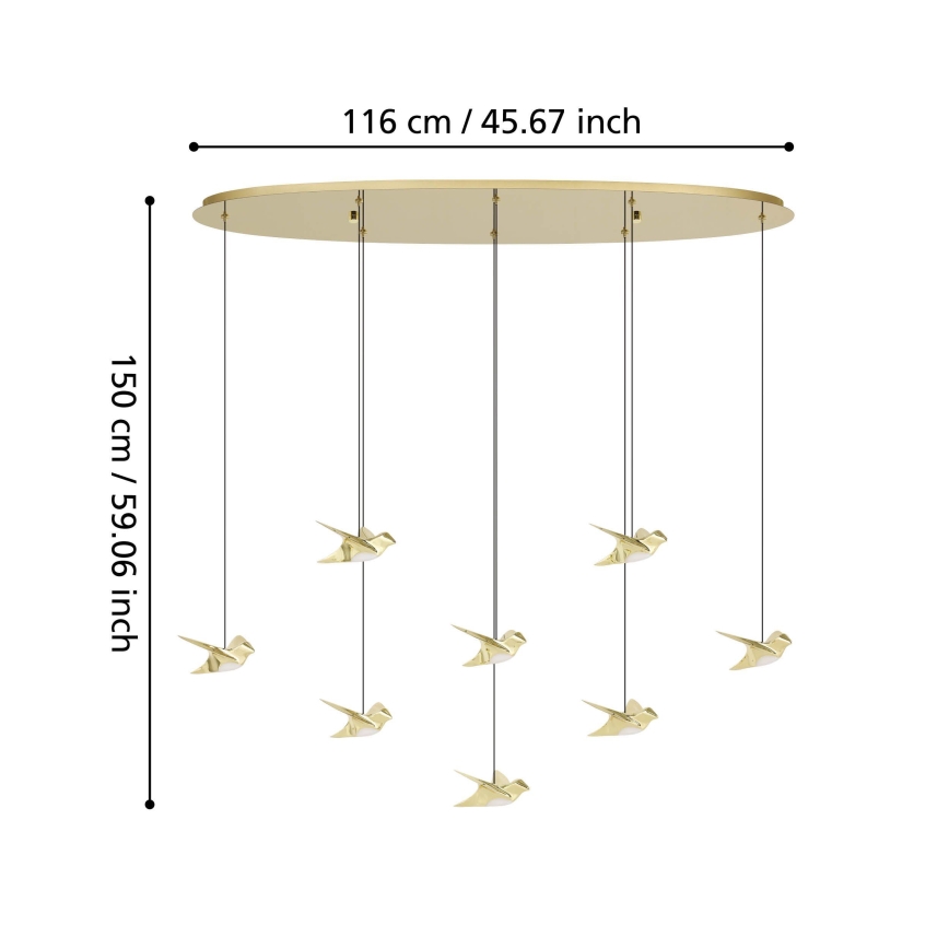 Eglo - LED Stmívatelný lustr na lanku 8xLED/4,2W/230V 3000K zlatá