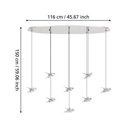 Eglo - LED Stmívatelný lustr na lanku 8xLED/4,2W/230V 3000K lesklý chrom
