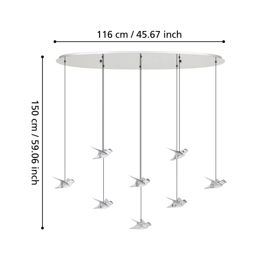 Eglo - LED Stmívatelný lustr na lanku 8xLED/4,2W/230V 3000K lesklý chrom