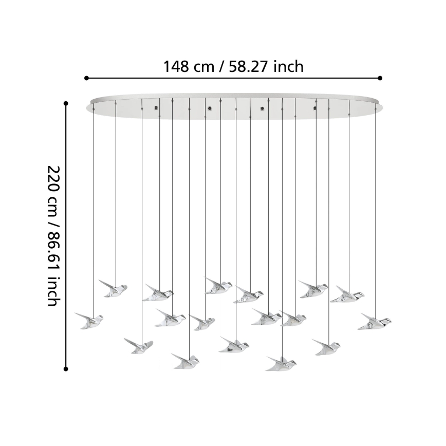 Eglo - LED Stmívatelný lustr na lanku 17xLED/3W/230V 3000K lesklý chrom