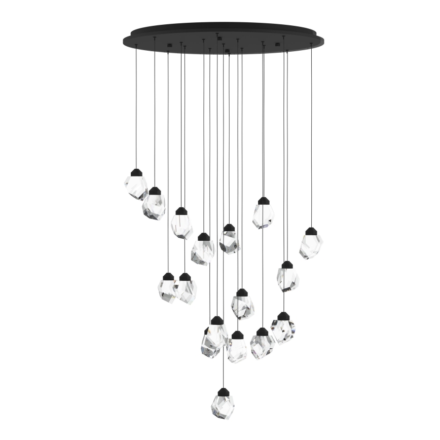 Eglo - LED Stmívatelný lustr na lanku 17xLED/3W/230V 3000K černá/čirá
