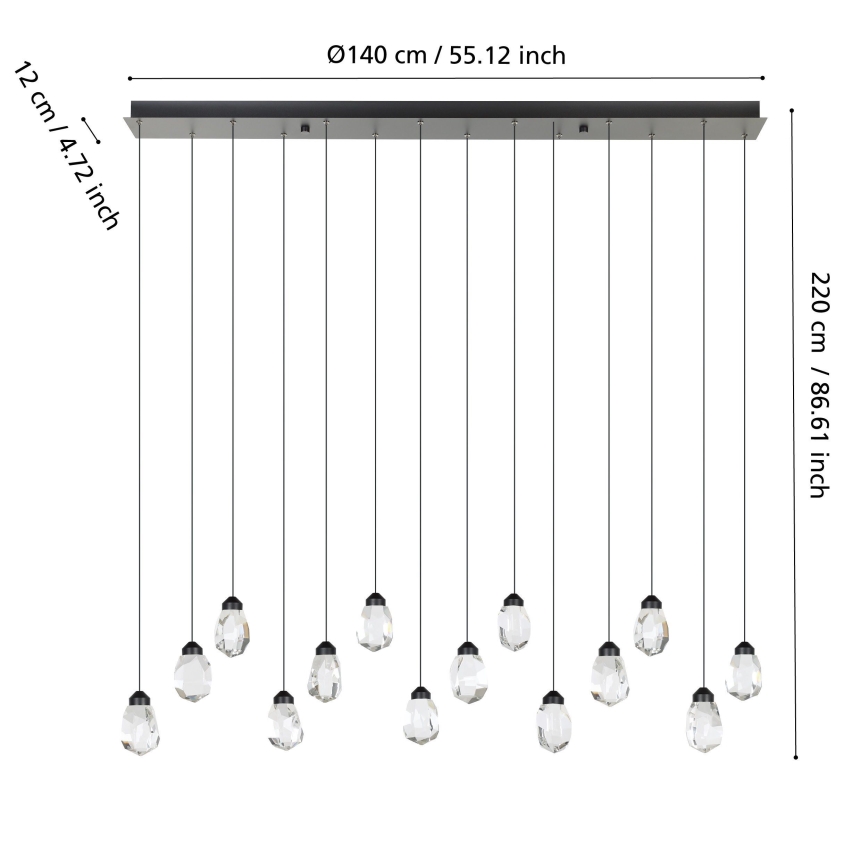 Eglo - LED Stmívatelný lustr na lanku 14xLED/3W/230V 3000K černá/čirá