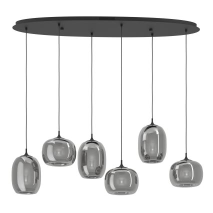 Eglo - LED Stmívatelný lustr na lanku 6xLED/3,7W/230V 2700-6500K kouřová + dálkové ovládání
