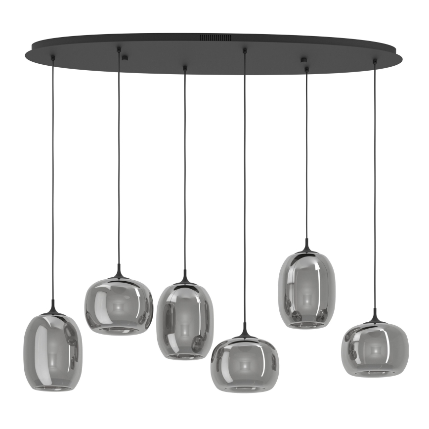 Eglo - LED Stmívatelný lustr na lanku 6xLED/3,7W/230V 2700-6500K kouřová + dálkové ovládání