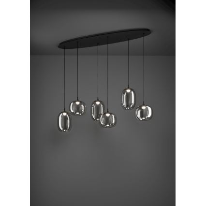 Eglo - LED Stmívatelný lustr na lanku 6xLED/3,7W/230V 2700-6500K kouřová + dálkové ovládání