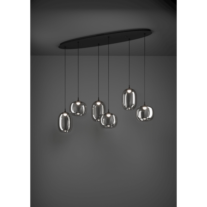 Eglo - LED Stmívatelný lustr na lanku 6xLED/3,7W/230V 2700-6500K kouřová + dálkové ovládání