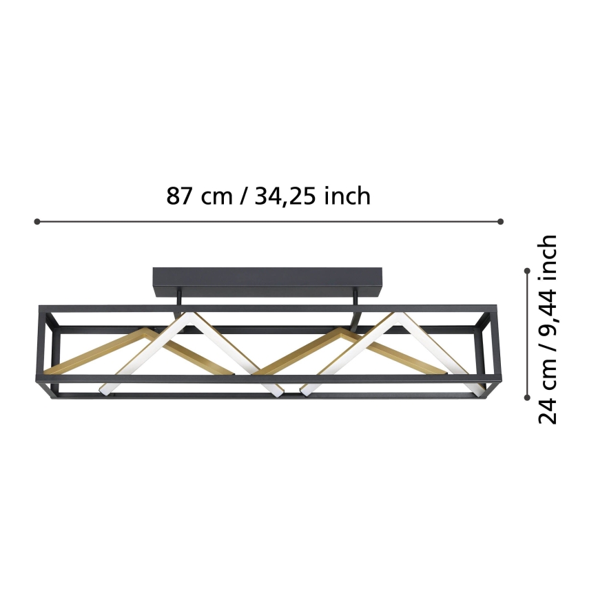Eglo - LED Stmívatelný přisazený lustr LED/45W/230V 2700-6500K černá/zlatá + dálkové ovládání