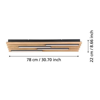 Eglo - LED Stmívatelné stropní svítidlo 4xLED/9W/230V 3000K 22x78 cm hnědá