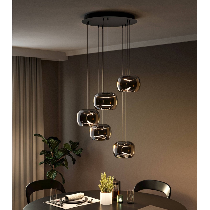 Eglo - LED Stmívatelný lustr na lanku 5xLED/5,8W/230V černá/kouřová