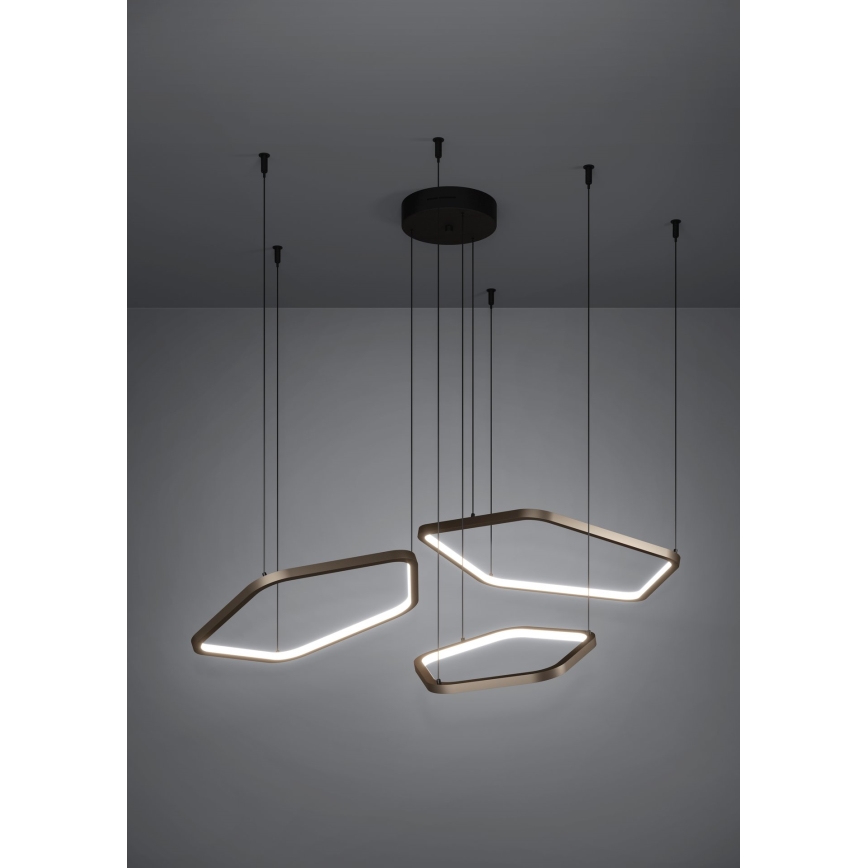 Eglo - LED Stmívatelný lustr na lanku LED/50W/230V mosaz + dálkové ovládání