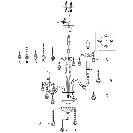 Eglo 39113- Lustr CARPENTO 5xE14/40W/230V